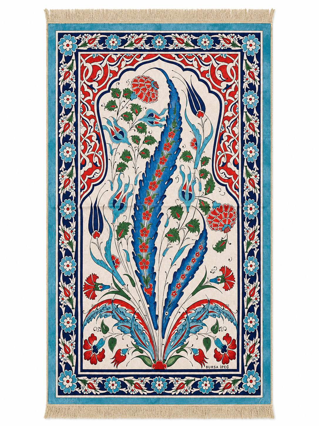 Blue Garden - Bursa Thin Silk Prayer Mat