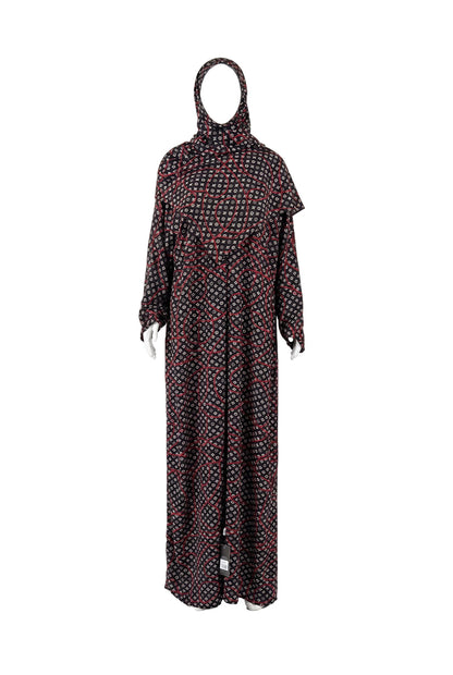 Crimson Charm Black Non-Iron Fabric - Prayer Dress