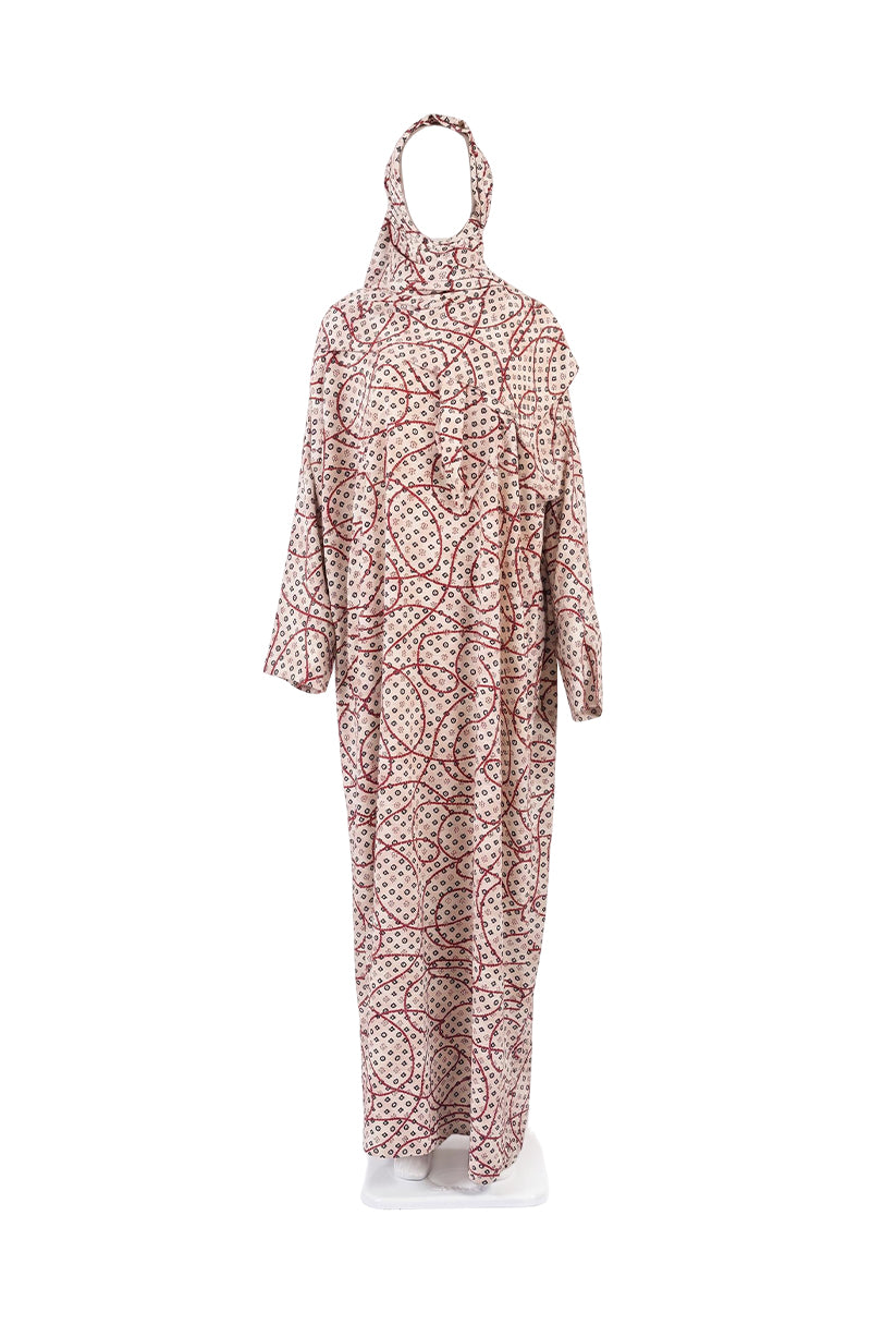 Crimson Charm Ivory Non-Iron Fabric - Prayer Dress