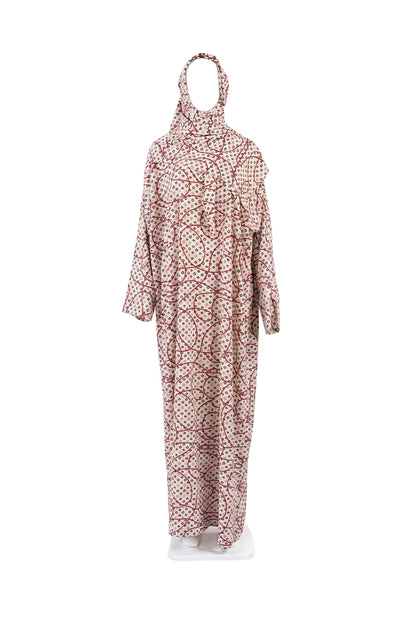 Crimson Charm Ivory Non-Iron Fabric - Prayer Dress