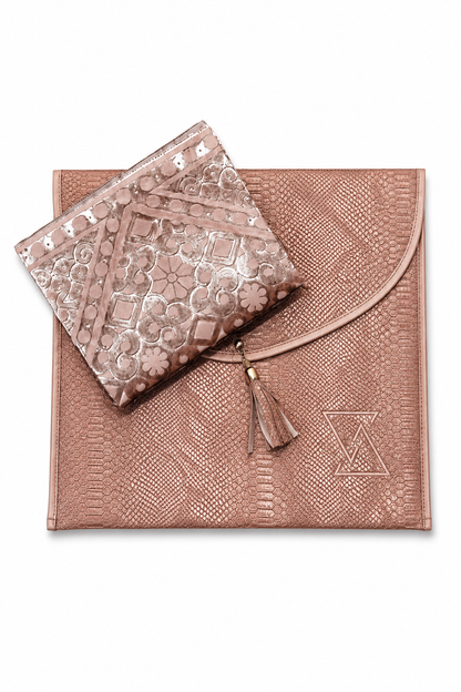 Rose Serenity – Elegant Blush Prayer Mat & Travel Pouch Bag Set