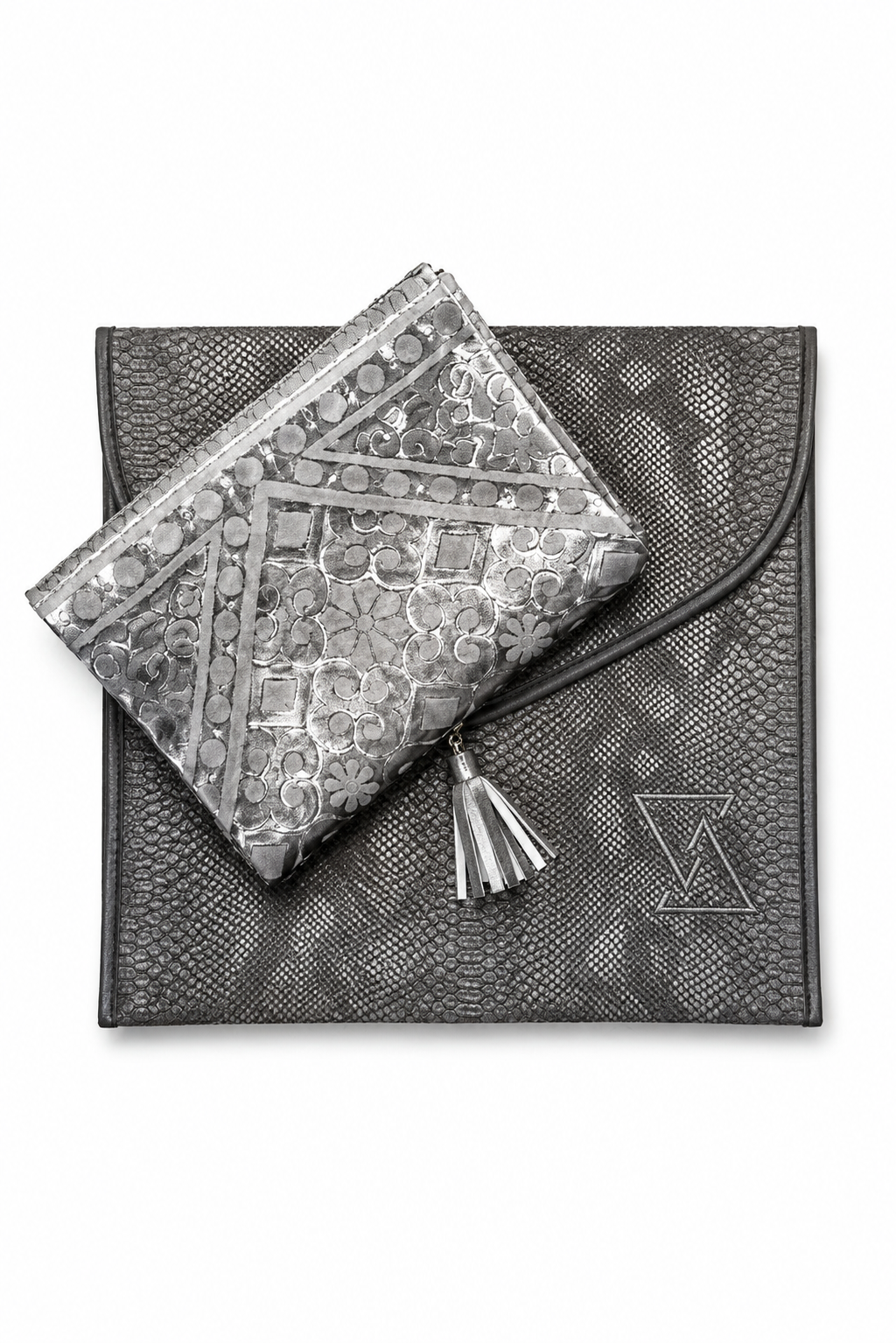 Silver Serenity - Elegant Prayer Mat & Travel Pouch Bag Set