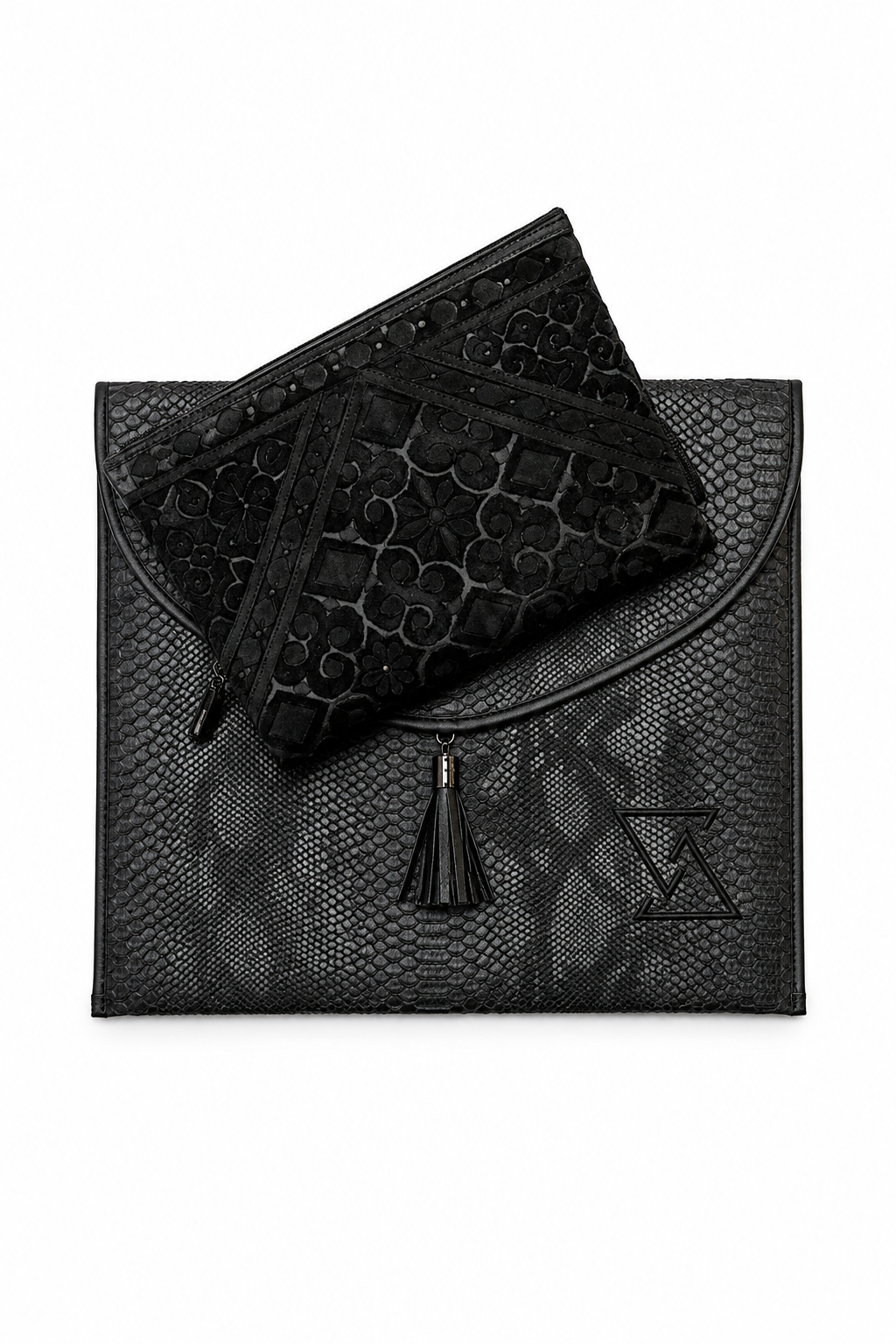 Noir Elegance - Premium Black Prayer Mat & Pouch Bag Set