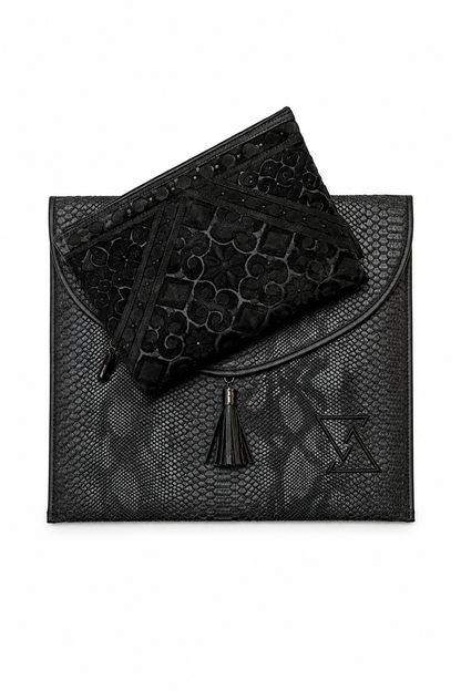 Noir Elegance - Premium Black Prayer Mat & Pouch Bag Set