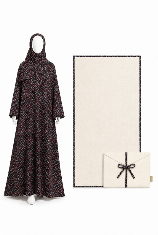 Crimson Charm Black Non-Iron Fabric - Prayer Dress
