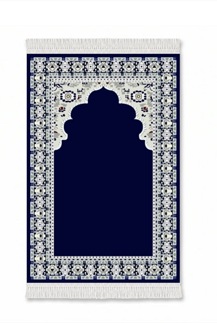 Cobalt Tile Arch - Velvet Prayer Mat