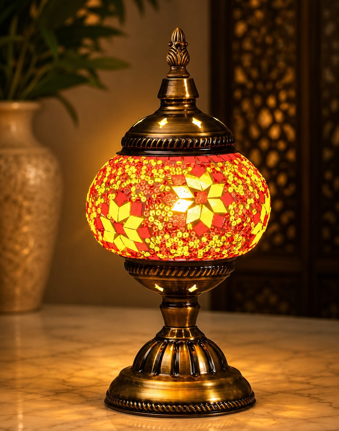 Turkish Mosaic Glass Handcrafted Table Lamp - 6602-1T(USB)