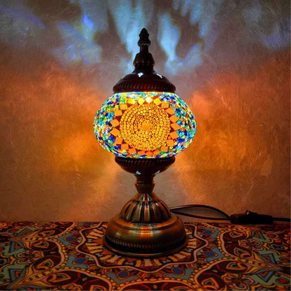 Turkish Mosaic Glass Handcrafted Table Lamp – Multicolor Star Pattern - 6602-1T