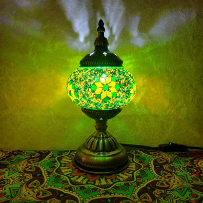 Turkish Mosaic Glass Handcrafted Table Lamp – Multicolor Star Pattern - 6602-1T