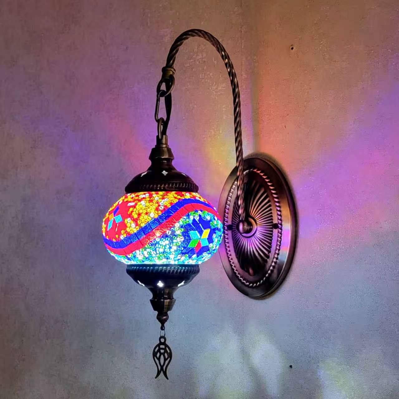 Turkish Mosaic Glass Wall Handcrafted Scone Lamp - 2002-1W