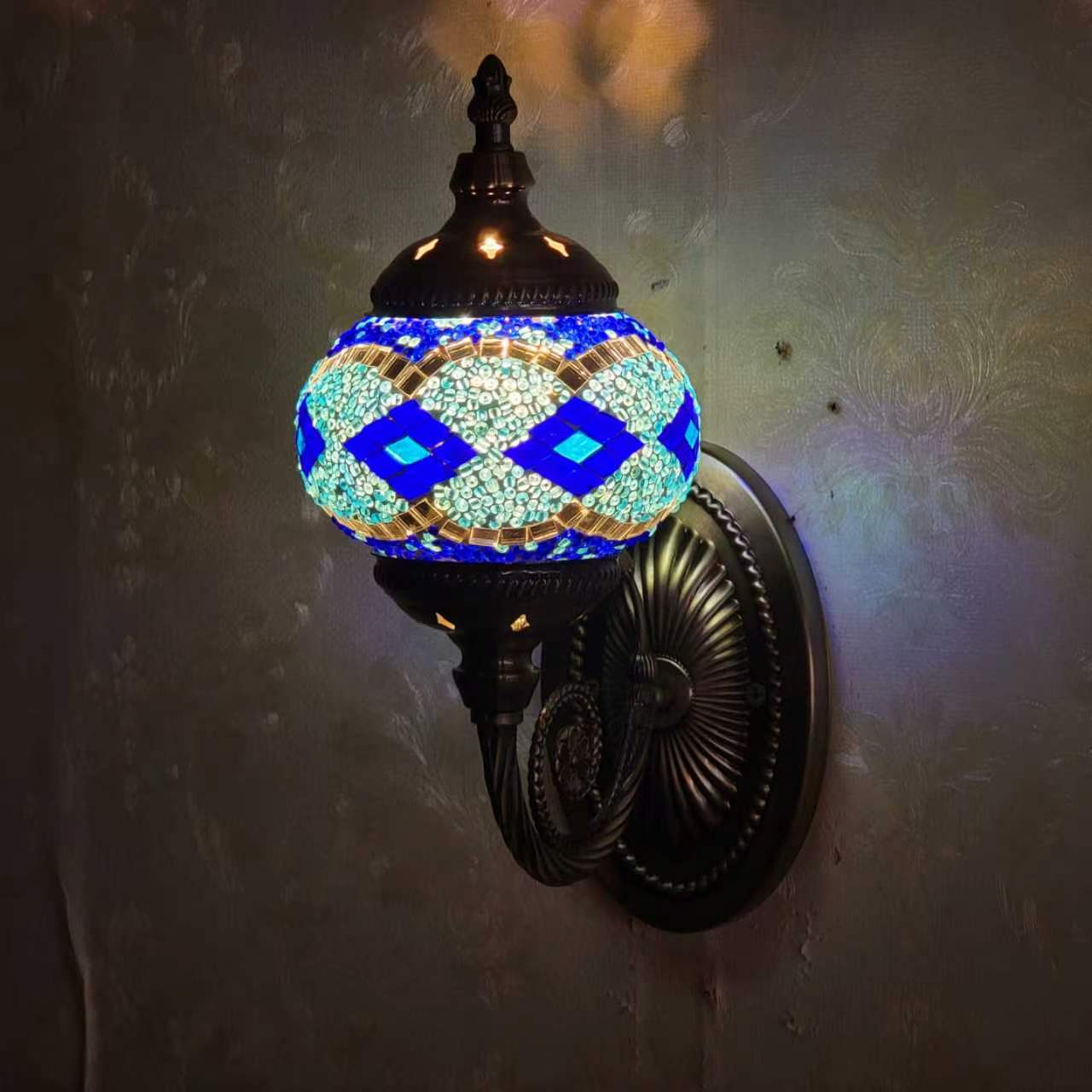 Turkish Rainbow Mosaic Wall Lamp Handcrafted Glass Sconce - 2000-1W