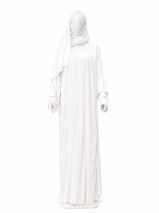 Safa Turkish Cotton Prayer Dress - White